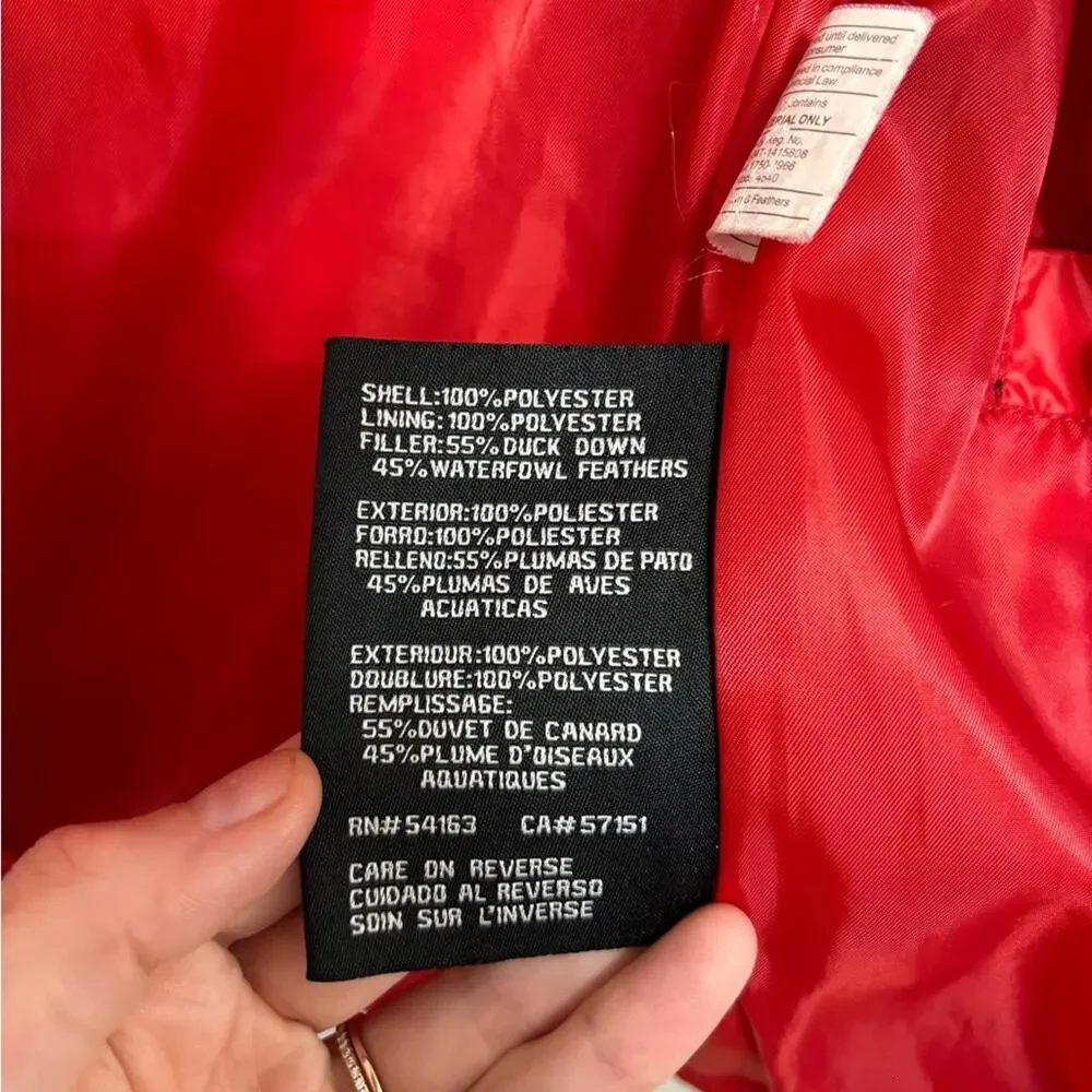 Guess Y2K Bright Pop of Red Down-Filled Puffer Coat - Size M